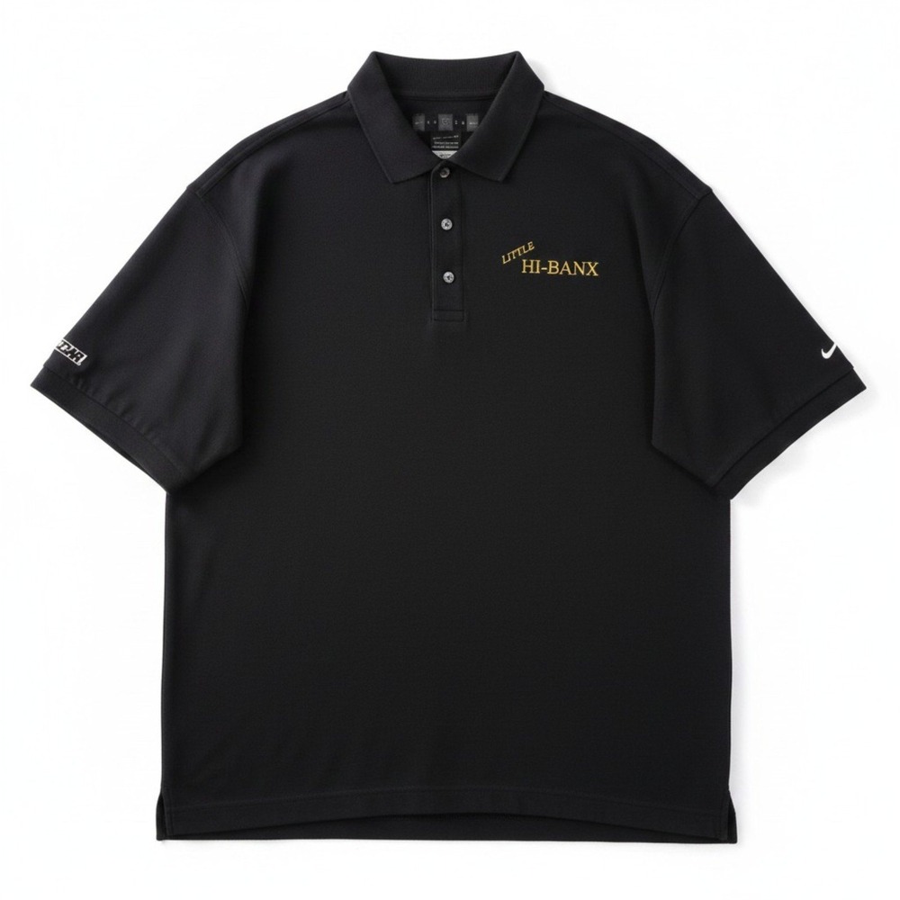 Vintage Nike Golf Polo Shirt Mens Large Black Nascar Little Hi-Banx Yacht France